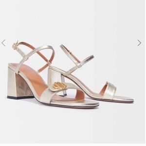Maje Gold/Silver Metallic Block Heel Sandals